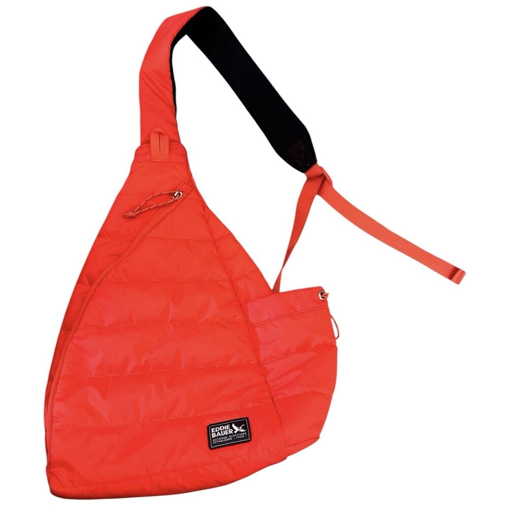 Eddie Bauer Sling Backpack Orange One Strap Crossbody Bag Hiking Trail Pack